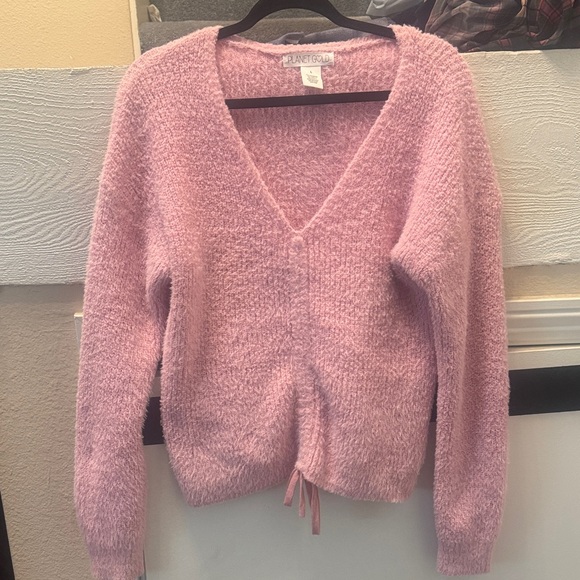 Planet Gold Eyelash-knit Drawstring Sweater in the color Lilac Sachet size large - Picture 2 of 5